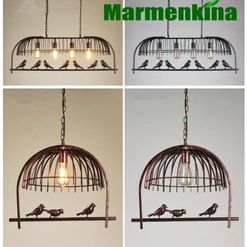 Creative green plants bird chandelier retro industrial wind restaurant bar clothing store Iron bird cage lights.E27,AC:110-240V