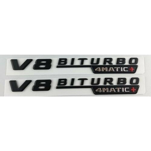 Matt Black V8 BITURBO 4MATIC+ Fender Emblems Badges for Mercedes