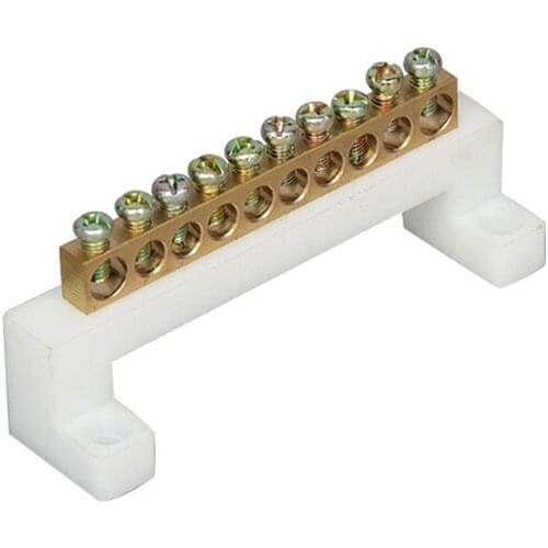 10 holes bridge type wiring copper terminal protection neutral earth ground busbar for distribution box 7*11