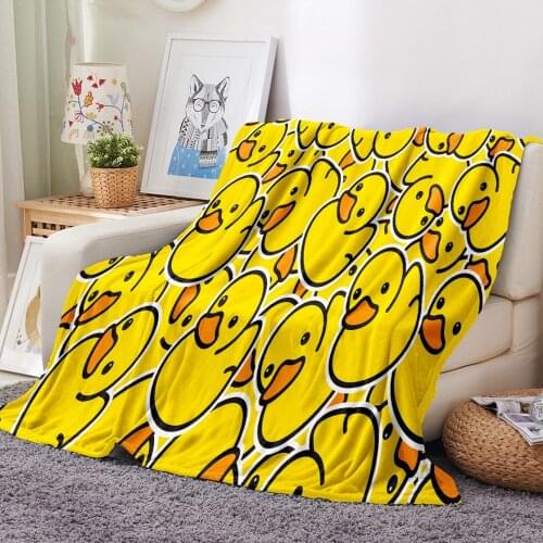 Custom Blanket Yellow Duck Flannel Soft Warm Blanket Printed Quilt Bedding for Travel Bedroom Blanket Sofa Fluffy Throw Blanket