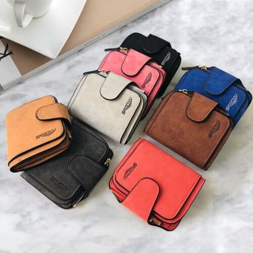 Luxury Matte Leather Wallet Women Hasp Short Coin Pocket Card Holder Small Ladies Purse Money Bag Women Mini Wallets WT219
