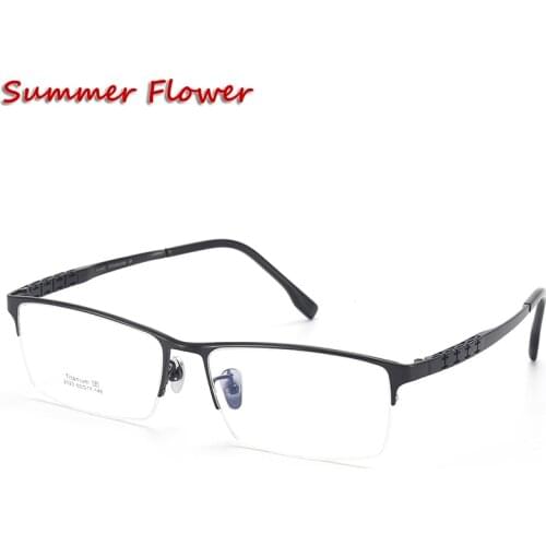 Wide Frame for Big Face Men Pure Titanium Eyeglasses Lens Width 60 Frame 150 Eyeglasses Long Temple Eyewear for Optical Lenses