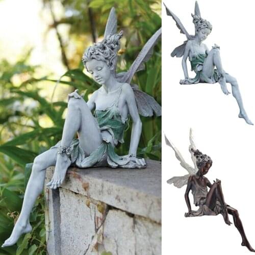 Sitting Fairy Statue Angel Tudor Turek Statue Home Garden Ornament Resin Craft Landscaping Yard Decoration Outdoor Yard Art