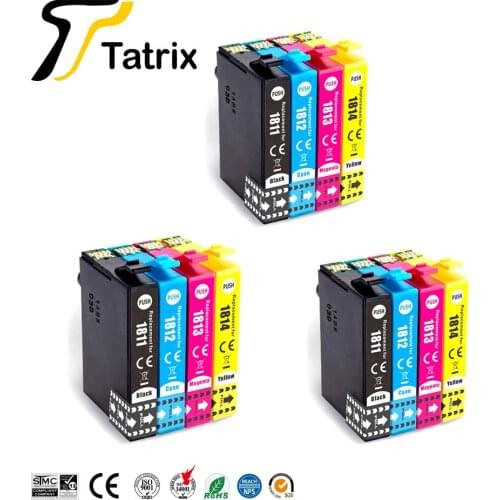 Tatrix for Epson 18XL T1811 T1812 T1813 T1814 Premium Color Compatible Printer Ink Cartridge for Epson XP-305 XP-402 XP-405/225