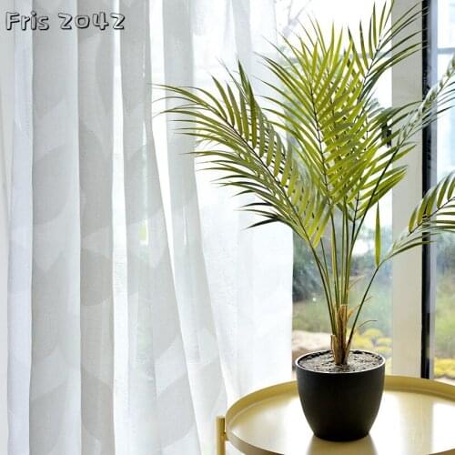 White Leaf Tulle Modern Simple Pure Color Jacquard Transparent Custom Partition Tulle for Living Dining Room Bedroom