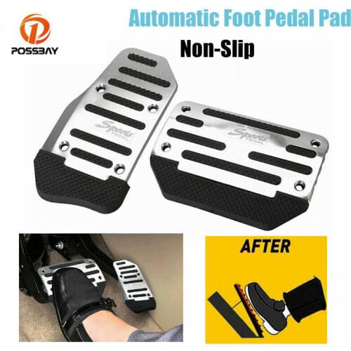 Universal 2Pcs Car Brake Pedals Silver Non-Slip Automatic Gas Brake Foot Pedal Pad Clutch Durable Rest Pedal Car Accessories Kit