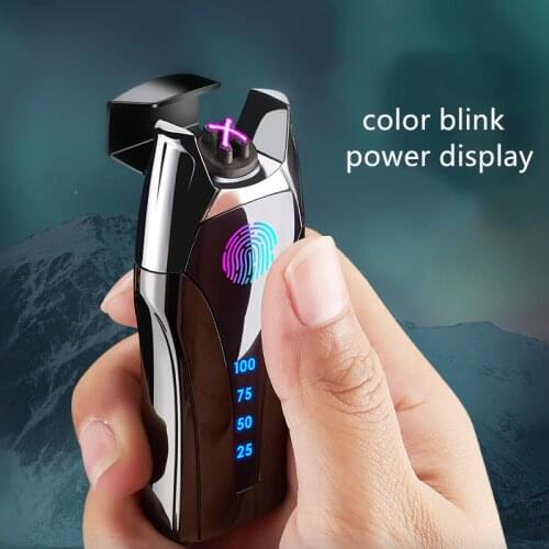 Fingerprint USB Recharge Smoking Electric Gift Metal Lighter for Boyfriend Father Girlfriend Gift for Christmas Electric Lighter