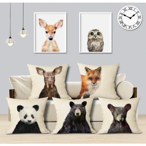 High Quality Bear lion Animal Cushions Cover Heart Home Decor Linen Pillow Cover Decorative Car Sofa Throw Pillows Pillowcase