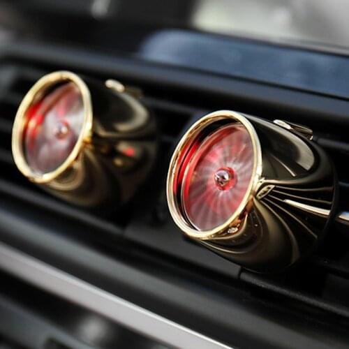 Top Quality Alloy Car Air Freshener with Atmosphere Lights Fragrance Car Perfume Diffuser Cool Fan Auto Perfume Vent Clip