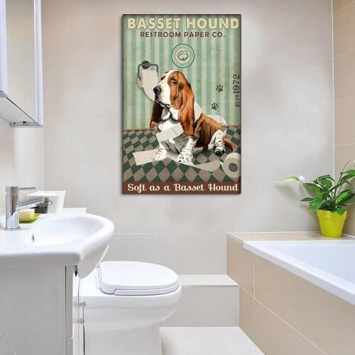 Funny Basset Hound Toilet Paper Soft As Basset Hound Vintage Funny Restroom Sign Decor Dog Lover Decor Metal Sign Poster