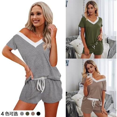 Jumpsuit Women Bodysuit 2021 New Arrival Summer Fashion Splicing v-neck womens Clothing ONYTZ212S4171