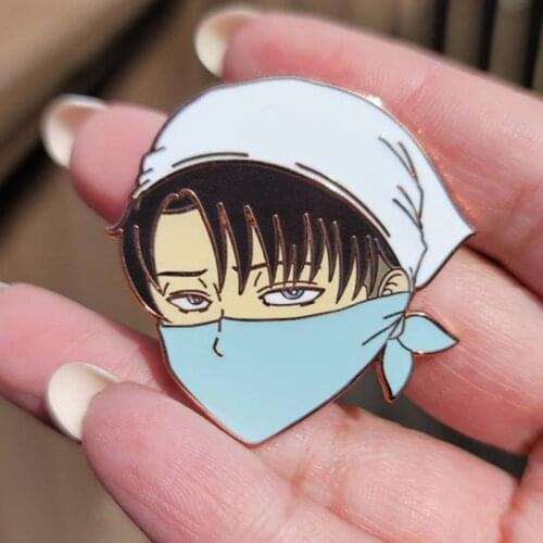 Cleaning Levi Ackerman Enamel Brooch Pin Backpack Hat Bag Collar Lapel Pins Badges Women Mens Fashion Jewelry Accessories