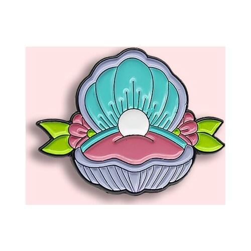 Deep Sea Treasure Badge Fashion Cartoon Pearl Shell Enamel Brooch Personality Charm Lapel Backpack Jewelry Accessories Gift