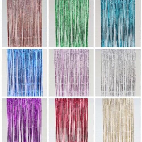 1*2M Gold Pink Rainbow Sequin Curtain Door Curtain Tinsel Shining Tassel Wedding Party Decoration Happy Birthday Sequin Backdrop