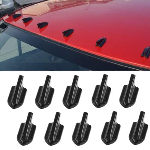 10pcs/set Black carbon fiber Car EVO-Style Rear Roof Shark Fins Spoiler Wing Kit Vortex Generator