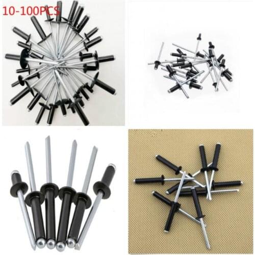 100pcs Aluminium Blind Rivets Black Pop Rivets Mushroom Head Break Mandrel Blind Rivets Nail Pull Rivet Core Rivet 3.2mm 4mm 5mm