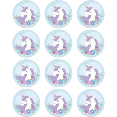 24/48pcs Unicorn Party Decoration Stickers Birthdays Baby Shower Girls Party DIY Supplies Gift Box Bottle Label Seal Stickers