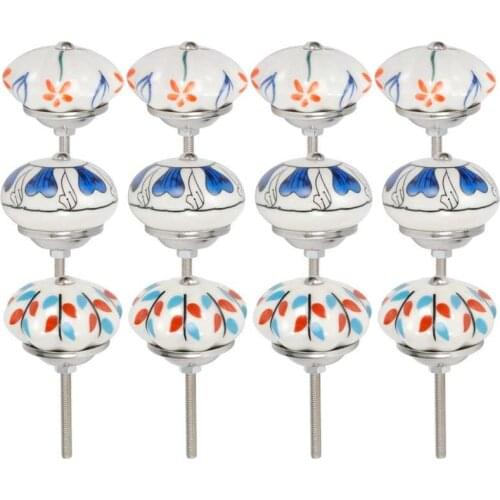 4Pcs Ceramic Wardrobe Cabinet Door Knob Household Cupboard Drawer Handle Hardware