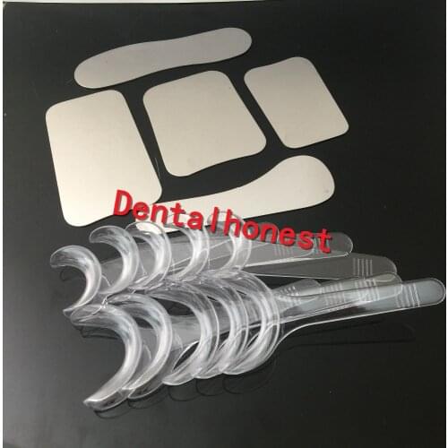 5PCS Dental Orthodontic Intraoral Photographic Mirror+10PCS T-Shape Intraoral Cheek Lip Retractor Opener