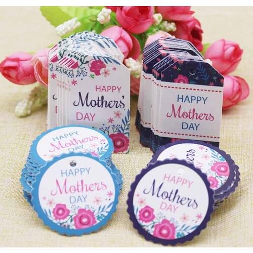 50pc tag+50 ropes Newest Happy mothers day gifts label tag White paper round decoration hang label tag
