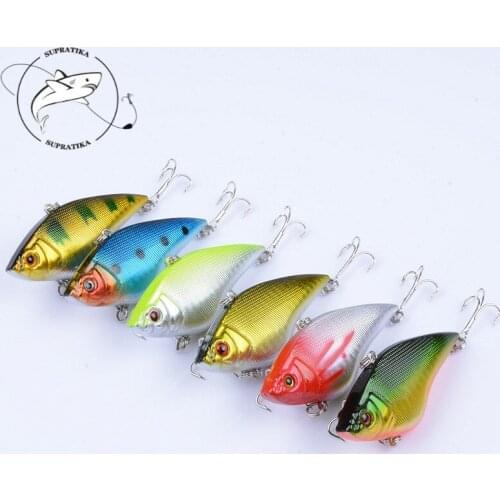 6Pcs/Lot 5.5cm/6.6g VIB Vibrate Sea Fishing Lure Baits Crankbait Laser Artificiais Hard Pesca Isca 6# Hook Wobblers For Fishing