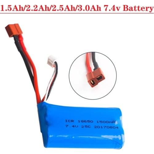T Plug) 1.5Ah/2.2Ah/2.5Ah/3.0Ah 18650 7.4V Battery for Wltoys 12428 12401 12402 12403 12404 12423 FY-03 FY01 FY02 rc toys parts