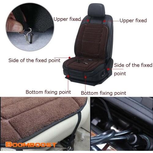 Boomboost 12V Auto Car Seat Cushion Hot Fur Car Sets Interior Accessories Car Seat Heater Covers Pad Electric Heated Seats