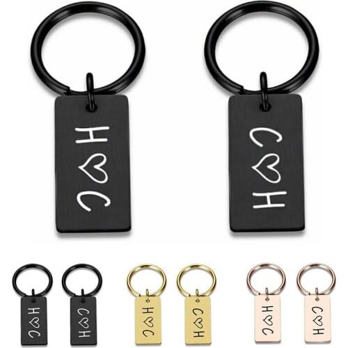 Customized Couples Key Chain Anniversary Valentine Day Gift Boyfriend Girlfriend Keyring Husband Women Men KeyChain