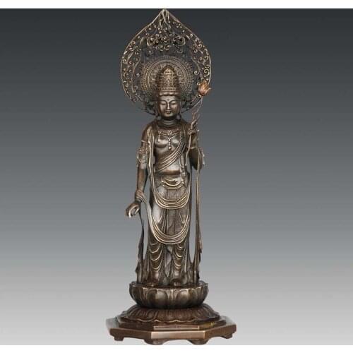 Bronze Buddha Statue Lotus Saint Guanyin goddess of mercy Buddhist Art Temple decoration Chinese Buddha sculpture