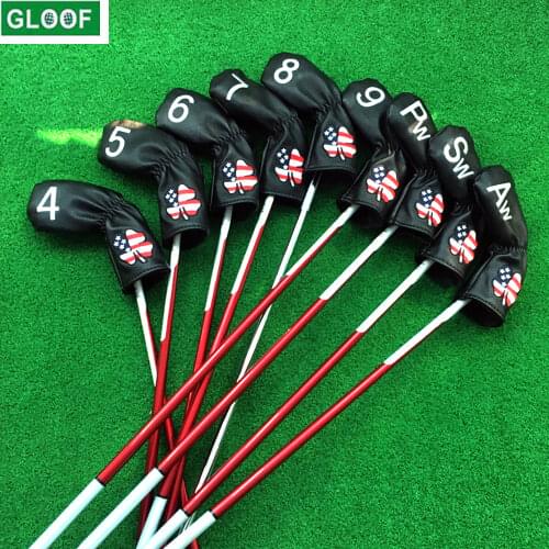 Golf Club Head Cover USA Flag Leaves Iron Pole Sleeve Putter Sets, Suitable for Male/Female Golfers