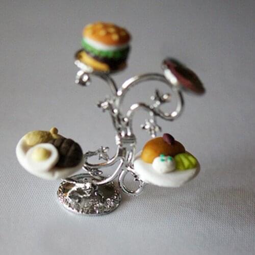 G05-X4546 children baby gift Toy 1:12 Dollhouse mini Furniture Miniature rement-Western Metal snack stand 1 set