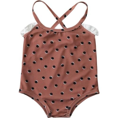 2021 New Girls Swimwear Toddler Baby Boys Girls Polka Dot Swimwear Swimsuit Beach Romper Clothes Kids Swimwear For Girls