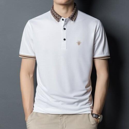 White Retro Oversize Wide T-shirts With Collar Luxury Designer Dress Summer Work Classic Fashion Elegant Mens Shirts Official