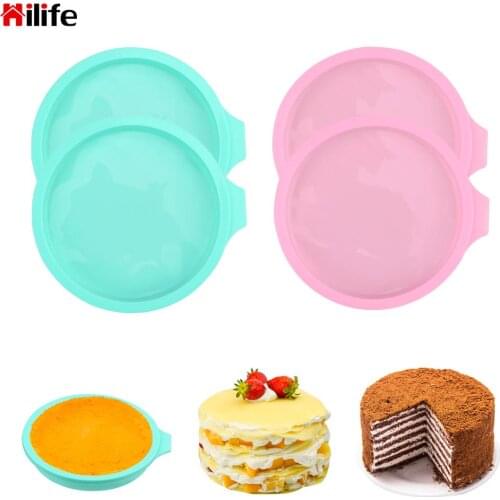 HILIFE 4/6/8inch Silicone Baking Pan Set Baking Accessories Tray Pizza Mold Round Rainbow Cake Mold Cake Fondant Decoration Tool