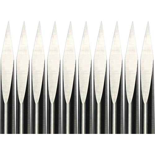 HUHAO 10pcs 3.175mm Dia., 20 Angle, 0.2mm Tip, 3 Edge Carbide Woodworking Tools, Engraving Bits for CNC Router Machine