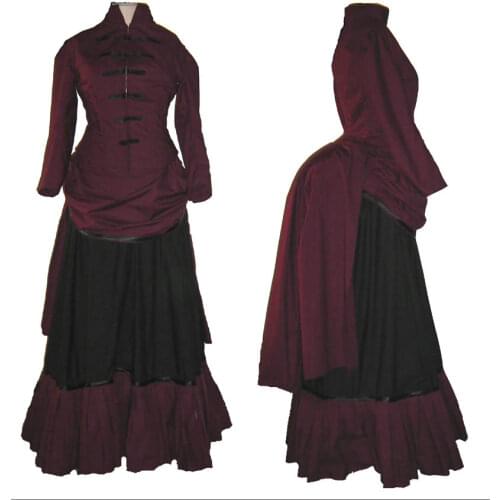 HistoricalCustomer-made Red 1800S Victorian dress 1860s Civil war Dress Vintage Costumes Southern Belle Prom Gown US6-36 V-360