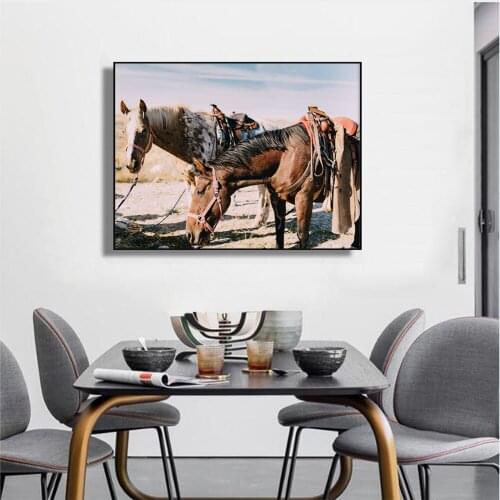 Oil PaintingTwo Running Horses Canvas Art Animals Wall Art Poster Pictures For Living Room Home Decor Wall Canvas Print Painting