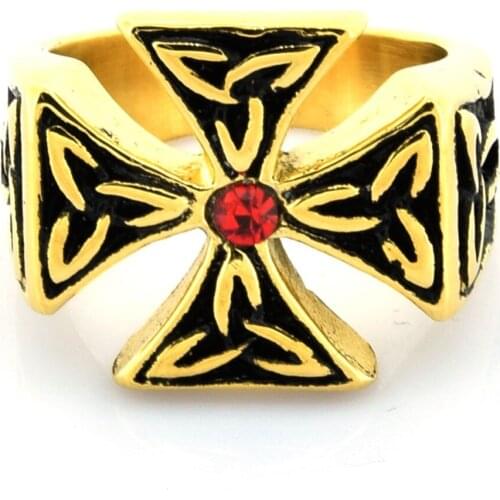FANSSTEEL Stainless Steel Jewelry German Military Cross Ring FSR10W03GR