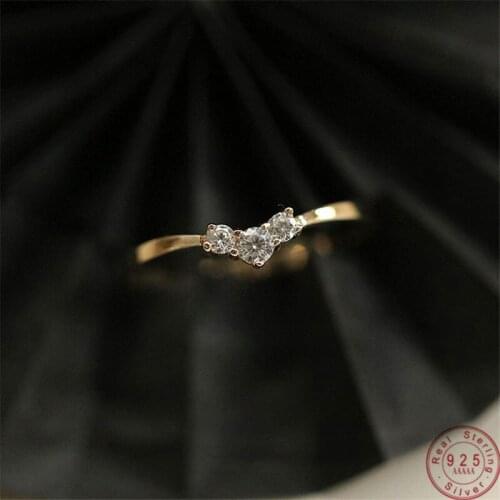 MOVESKI 925 Sterling Silver 3 Zircon Heart-Shaped Ring Women Opening Adjustable Fashion New Product Holiday Gift Jewelry