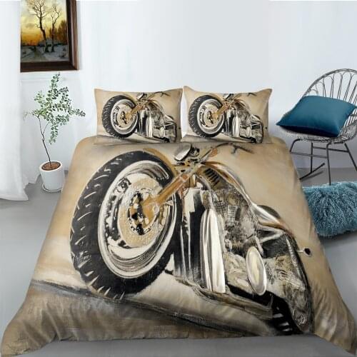 3D Bedding Set Motorcycle Printed Duvet Cover Set Boys Girls Polyester Bedclothes King Queen Size Bedroom Decor