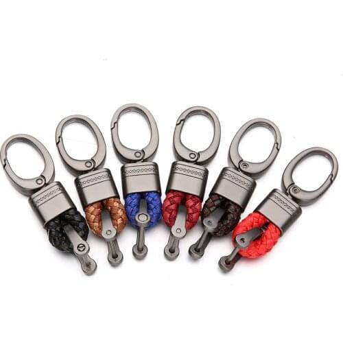 Leather Rope KeyChain For Car Hand Woven Horseshoe Buckle Key Rings Couple Auto Gift Detachable Metal Luxury Key Chains
