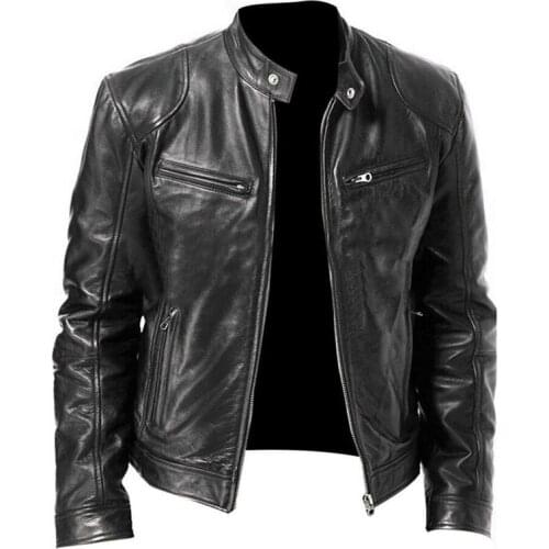 Mens PU leather jacket мотокуртка European and American stand collar slim zipper cardigan clothing abrigo hombre ropa hombre