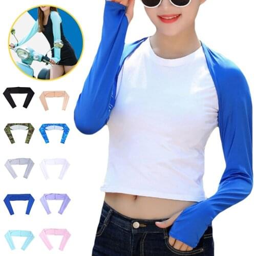 Summer Drove UV Sunscreen Shawl Long Gloves Cuff Outdoor Arm Sleeve Sun Hand Protection Women&Men Fingerless Gloves