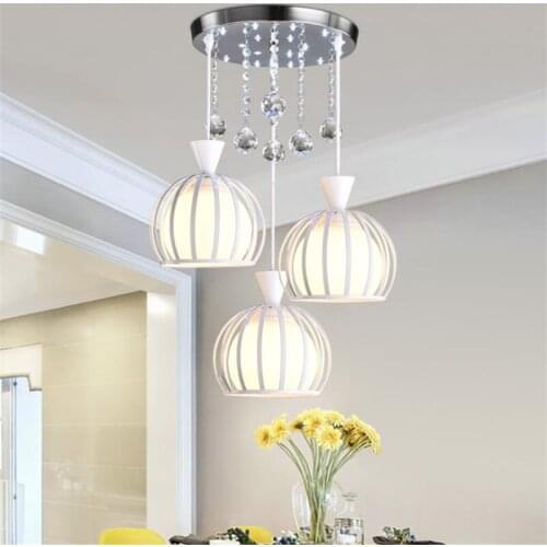 Dining room chandelier three head led meal Pendant Lamp glass round dining room modern simple single head coffee shop bar lamp