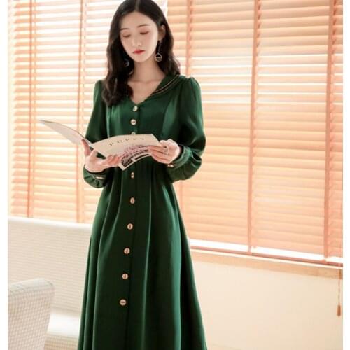 2019 new fashion womens clothing Autumn V-neck long-sleeved dress women dress