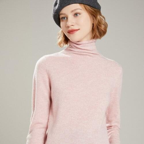 New 2021 Ladies Turtleneck Sweater Cashmere Sweater Fall/Winter Pure Color Knitted Long Sleeve Pullover Fashion 100% Wool Sweate