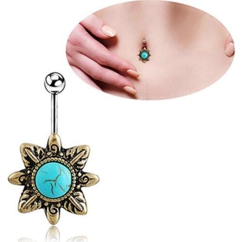 New Fashion Personality Sexy Carving Natural Stone Bead Belly Rings for Women Body Piecing Jewelry Gifts