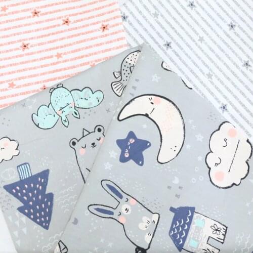 New Animal Night Stars Twill Cotton Fabric For DIY Quilting Sewing Of Baby&Children/Sheet,Pillow,Cushion,Curtain Material Tissue