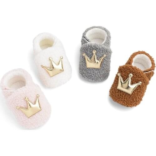 Newborn Baby Shoes Furry Baby Cotton Shoes Winter Crown Walking Baby Shoes Cotton Boots Baby Girl Shoes Newborn Baby Girl Shoes