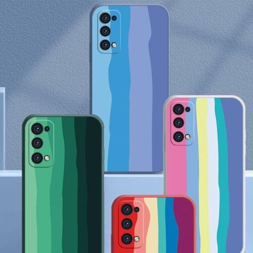 ASINA Luxury Rainbow Painting Soft Silicone Square Case For OPPO Reno 5 4 3 Pro 4SE Girl Cover For Find X2 X3 Lite Fashion Capa